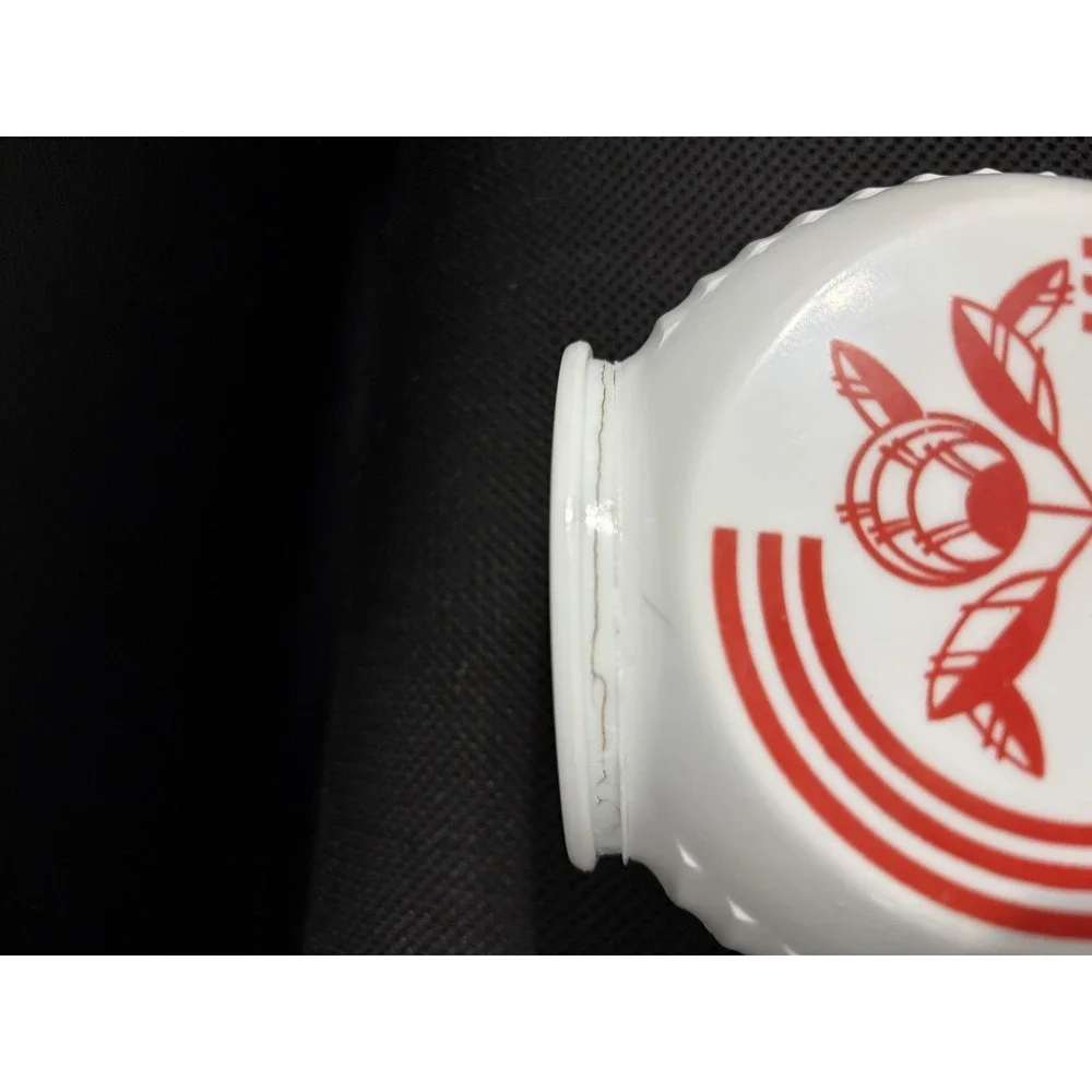 Anchor Hocking Fire King Grease Jar Red Tulip White Milk Glass MCM 1940s